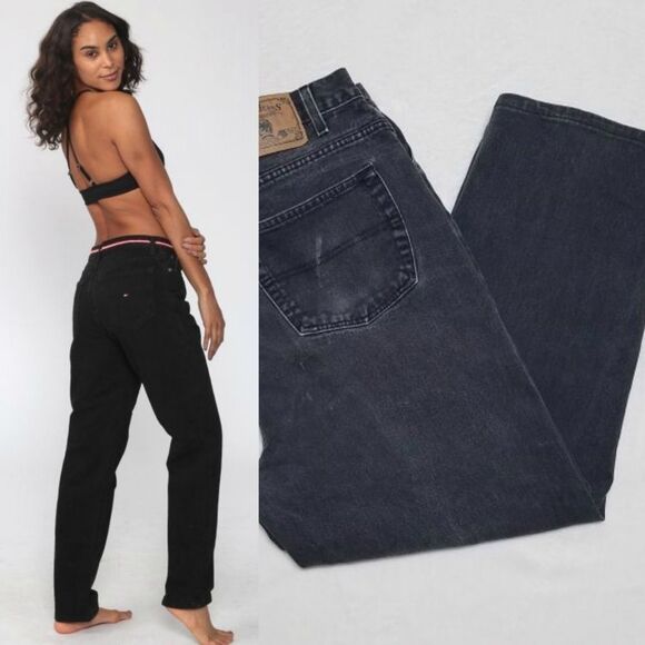 VINTAGE Tommy Hilfiger Black Distressed Jeans - Picture 1 of 10